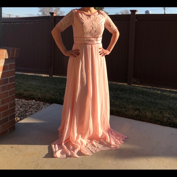 A Line Short Sleeve Lace Mother Of The Bride Dress - Picture 5 of 8